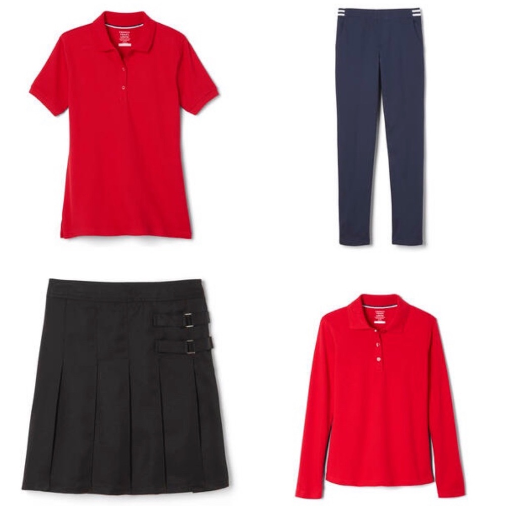 French Toast polos, pants, and skorts